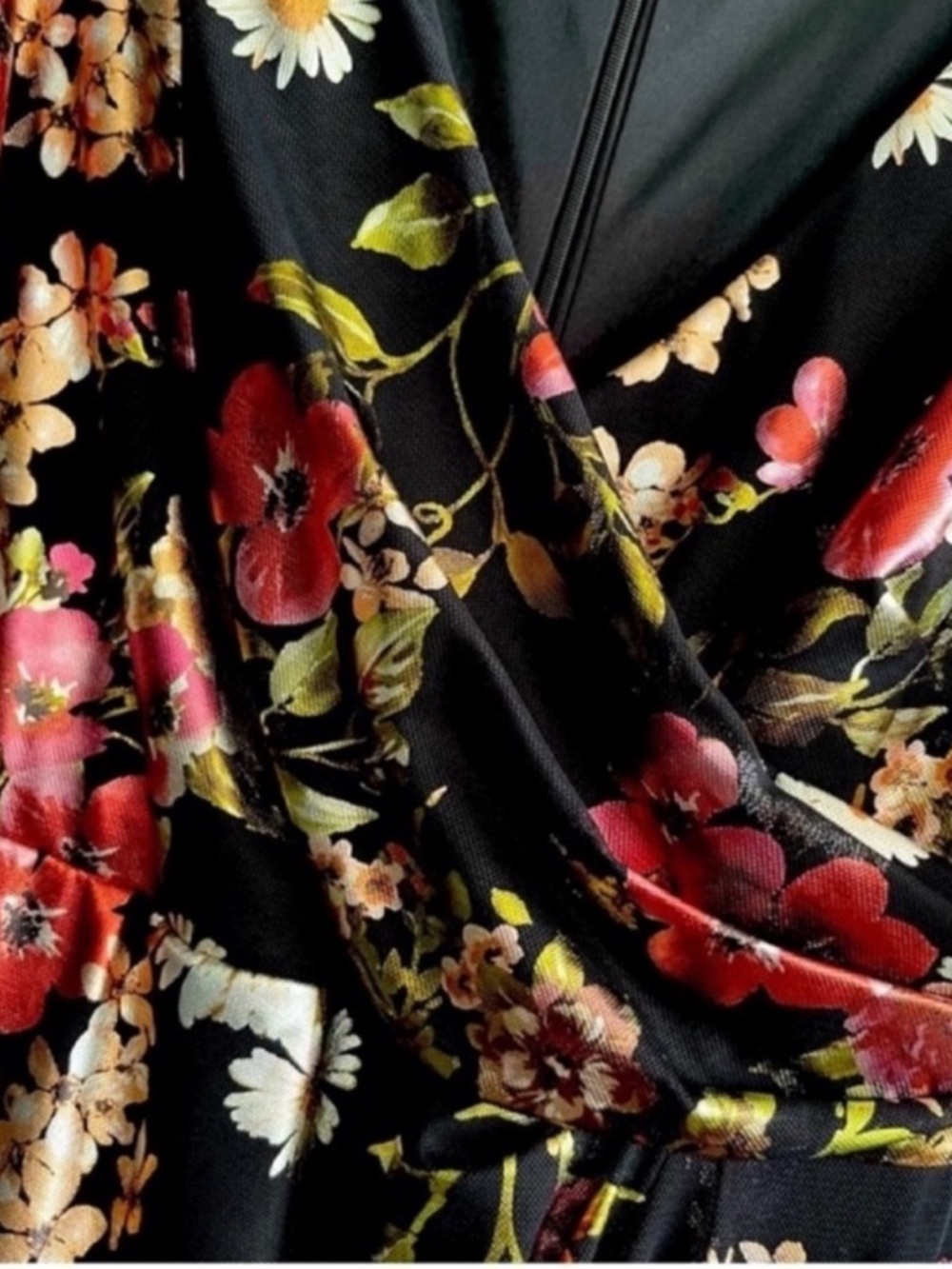 NEW Adrianna Papell Flutter Sleeve Cocktail Dress Foil Florals Black Size 14P - Picture 10 of 15